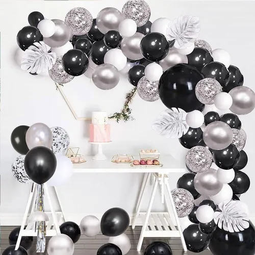 Juego De Decoracion Globos Negro Dorado Plateadas 40 Cumpleaños Para Hombre  Muj