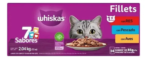 Pack x24 Sobres Multisabor Para Gato Adulto 85g Whiskas