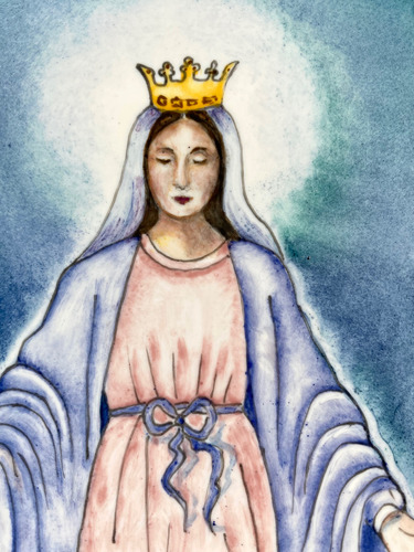 Mural En Cerámica De La Virgen De La Medalla Milagrosa Variado