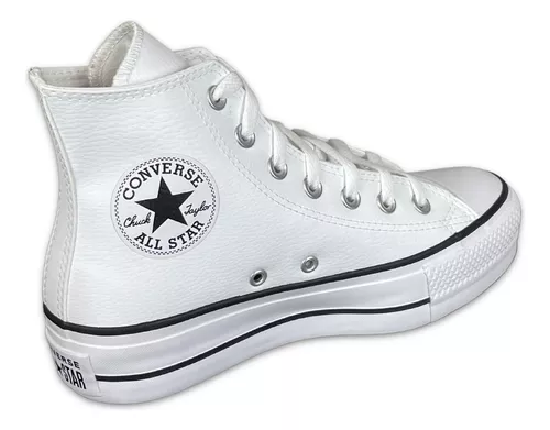 All Star Plataforma Branco de Couro