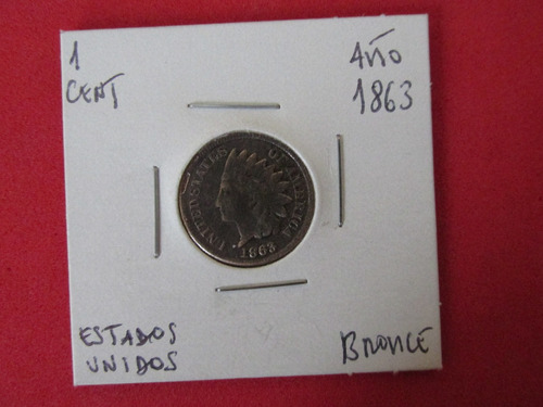 Moneda 1 Centavo Estados Unidos De Bronce Año 1863