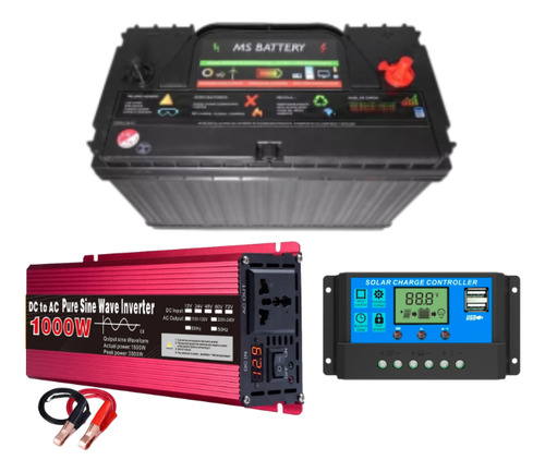 Kit Batería Solar 120ah 12v Inversor 1000w Y Controlador
