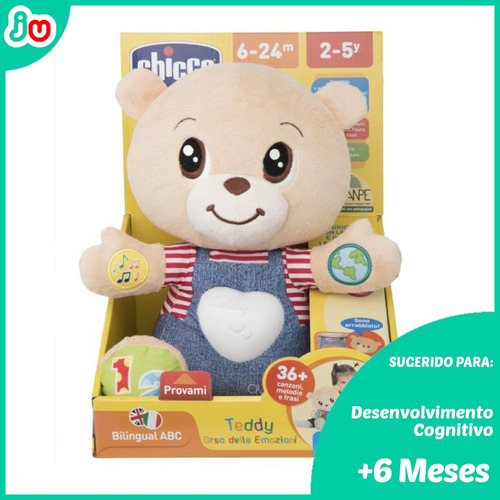 Ursinho Pelúcia Aprendizagem Luz Som Fala Inglês E Português