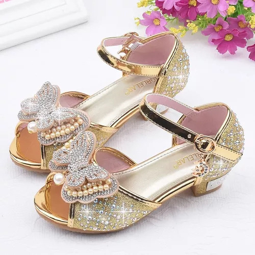 Niñas Bowknot Perla Zapatos De Tacón Alto Sandalias Princesa