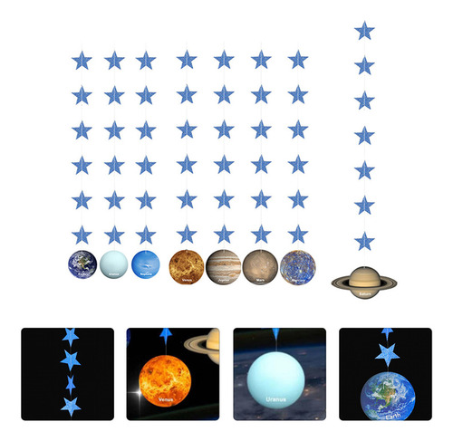 Para Hx Space Birthday Garland Planet Decoration Pull Flag