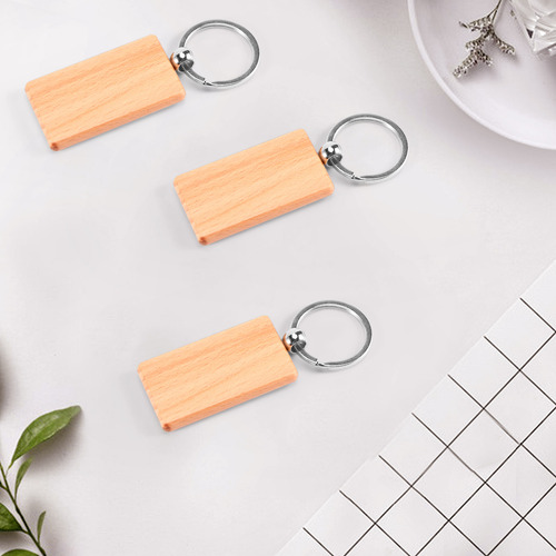 Llavero De Madera En Blanco Con 50 Unidades, Rectangular, Gr