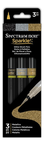 Spectrum Noir Sparkle Glitter Brush Pen Metallics, 3 Piezas