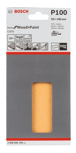 Imagen 1 de 7 de Lijas Para Lijadora Orbital Bosch 93x186 Grano 100 8 Aguj