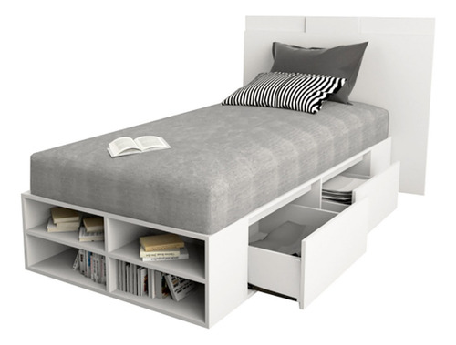 Cama Box 1 1/2 Plaza Melamina 18mm Respaldo Everest Sommier