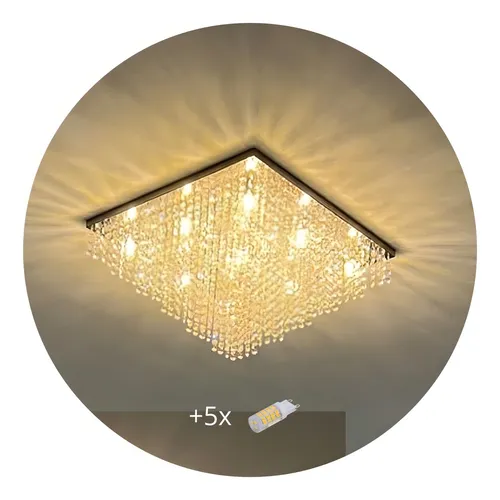 Lustre De Cristal Legítimo, P/ Sala/quarto/escritório C/ Led Cor Prateado Bivolt Menor preço em Lustre De Cristal Legítimo, P/ Sala/quarto/escritório C/ Led Cor Prateado Bivolt
