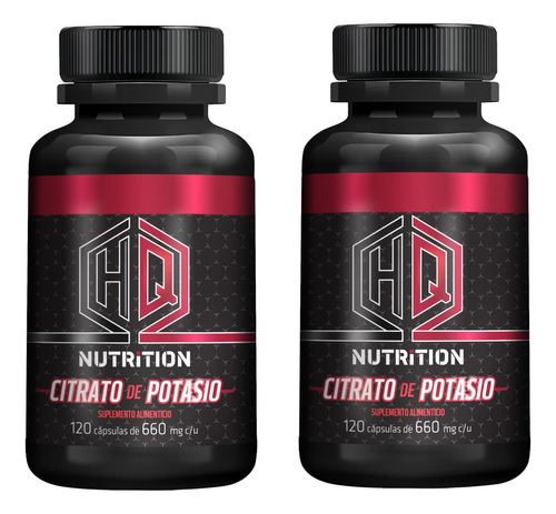 Citrato De Potasio 240 Cap Hq Nutrition 2 Botes Con 120 Cap Sabor Sin Sabor