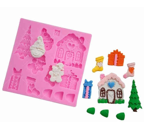 Molde Silicona Navideño Casita Santa Duende Arbol Navidad