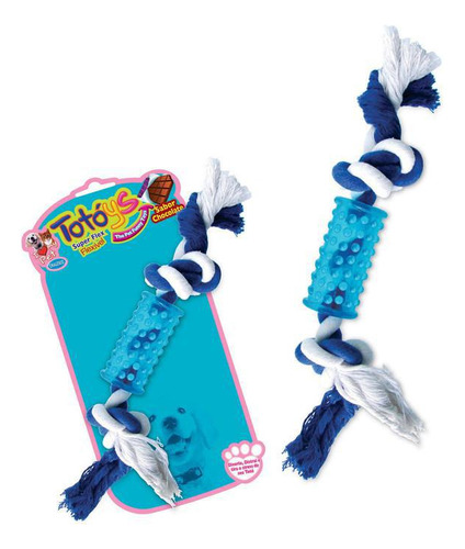 Brinquedo Totoys Tubo Com Corda Flex Para Cães Azul