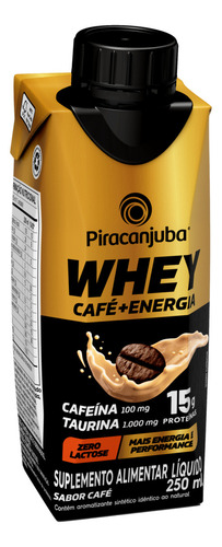 Bebida Whey 15g Cafe + Taurina Piracanjuba 250ml