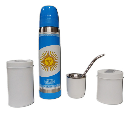 Termo Lumilagro Bandera + Mate Bco + B350 + Latas - Fdn Pp