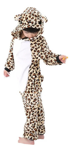 Pijama Kigurumi Leopardo Infantil Mameluco Enterito 