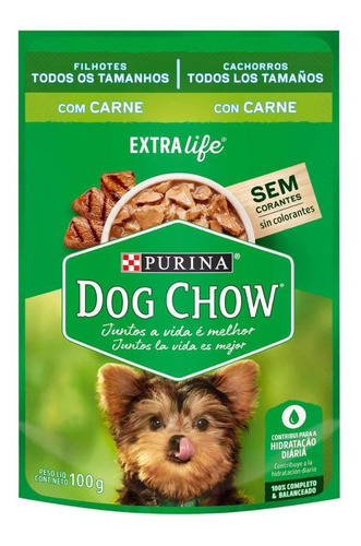 Alimento Úmido Cães Filhote Todo Tamanho Dog Chow Carne 100g