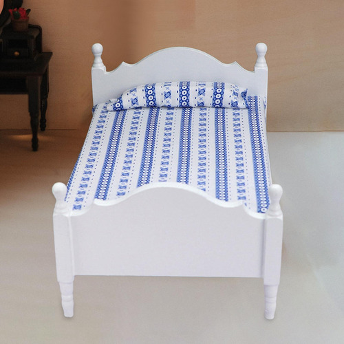 Cama En Miniatura A Escala 1/12, Muebles De Casa De