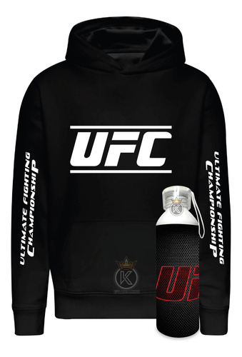 Poleron Ufc + Botella En Aluminio 750ml - Edicion Especial - Estampaking