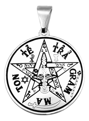 Medalla Tetragramaton Con Uroboro En Plata 925 Curado Color Plateado