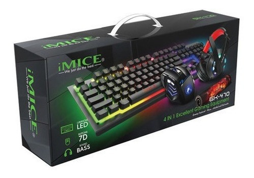 Kit Gamer Imice 4 En 1 Gk-470 Teclado Mouse Audífonos Y Pad