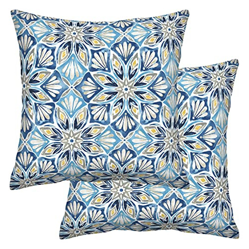 Almohada Cuadrada Patio Beryl Pacific Blue De Uso Inter...