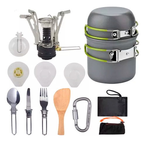 Set Ollas Outdoor Camping Cocinilla Utensilio 13pcs Ds-101