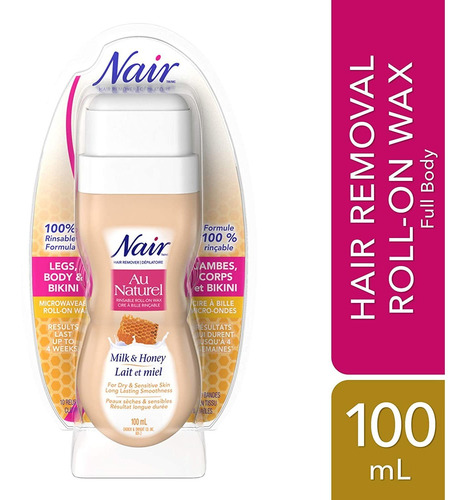 Imagen 2 de 5 de Nair Roll On Leche Y Cera De Miel (3.4 Oz)