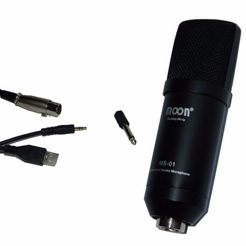 Microfono Condenser Estudio Grabacion Profesional Moon Ms01 Color Negro