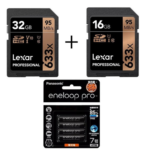 Kit Cartão 32gb/16gb + 4 Pilhas Eneloop Pro Aa Frete Grátis