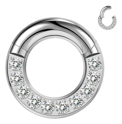 Bodyace Anillos Pa Con Segmento Con Bisagras Cz, 2g, 4g, 6g,