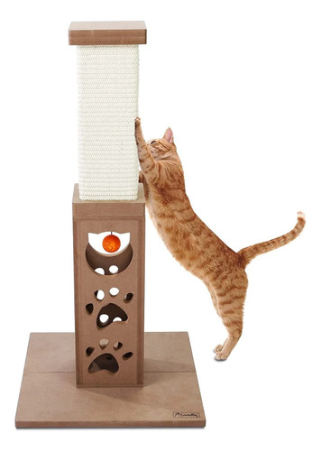 Rascador Gato, Torre Con Pelota, Juguete, Fibra Natural Mdf