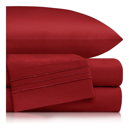 Sábanas Bordadas King Size - Real Textil- 2000 Collection Diseño De La Tela Roja