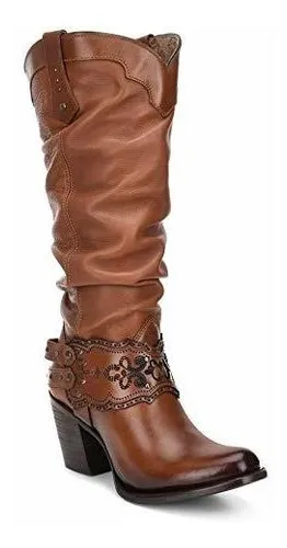 Botas Cuadra Fashion Cowgirl Mujer Color Dorado - Piel Vaca