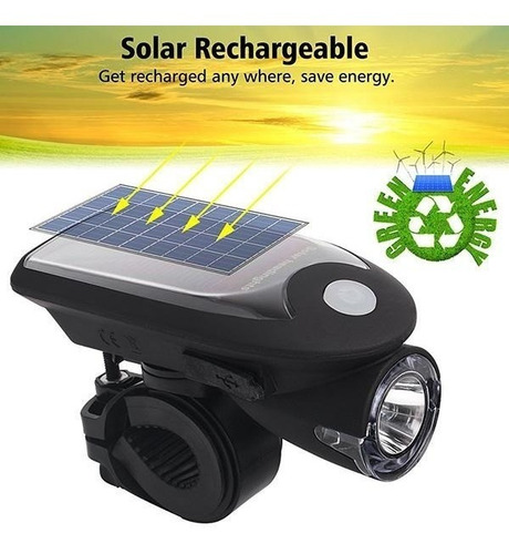 Linterna Solar Y Usb Recargable Bicicleta 300 Metros En Pilar Calidad Premium Envíos