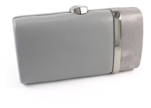 Clutch Cartera Gris Simil Cuero Pellizco Importado