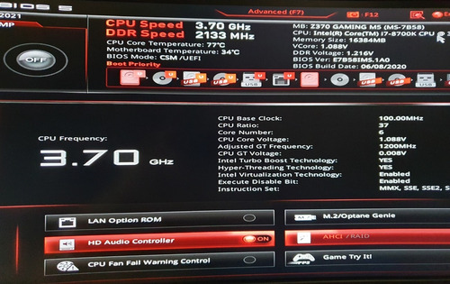 Imagem 3 de 10 de Processador Intel Core I7-8700k + Msi Z370 Gaming M5