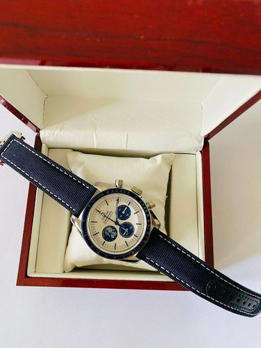 Bonito Reloj Omega De Caballero Azul Azul Blanco (Usado)