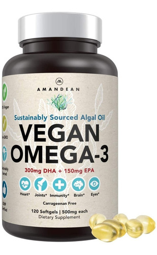 Suplemento Vegano Omega 3. Ácido Graso Dha Epa Rico Aceite D