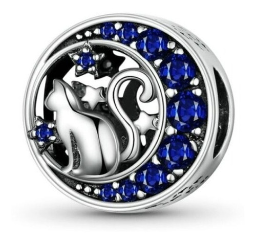 Charm Gatito En La Luna - Plata De Ley S925