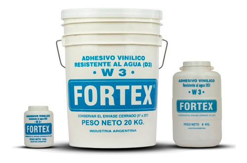 Cola Adhesiva Vinilica W3 Resistente Al Agua 6kg Fortex