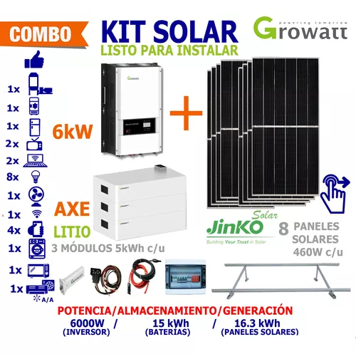 Kit Solar 8000W con Batería de Litio (Ampliable)  Natura Energy es  especialista en paneles solares e importador Victron Energy, Growatt,  Pylontech, Ultracell, Voltronic