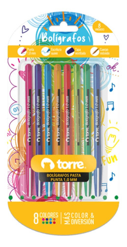 Set 8 Bolígrafos Color Fun 