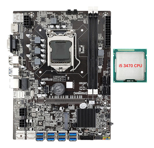 Placa Base Minera B75 De 8 Gpus+cpu I5 3470, 8 Usb 3.0 A Pci