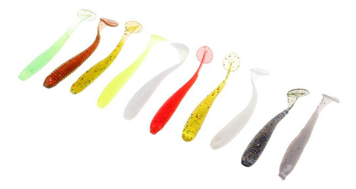 10 Unids T Cola Suave Cebos Pesca Grub Señuelo Artificial