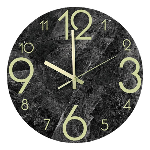 Reloj De Pared Luminoso De 12 Pulgadas, Diseño De Mármol