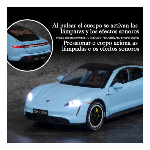 Porsche Taycan Miniatura Metal Coche Con Luces Y Sonido 1/32