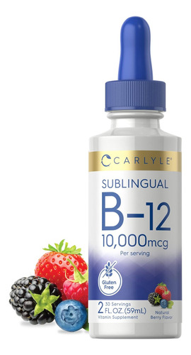 Vitamina B12 Sublingual Liquida 10,000 Mcg Sabor A Bayas