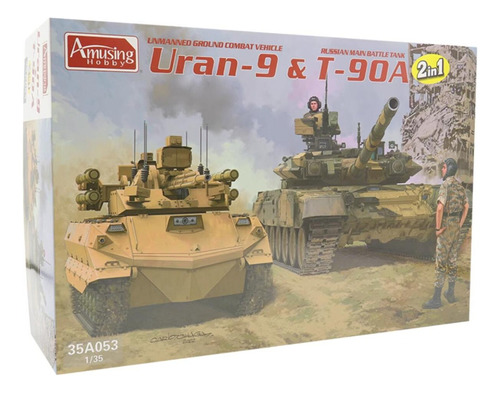 Divertido T-90a Ruso 1/35 35a053 Y Vehículo De Combate Uran-