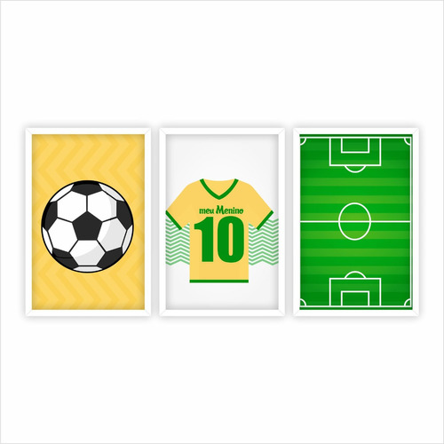 Quadros Decorativos Quarto Menino Futebol Camisa Do Brasil